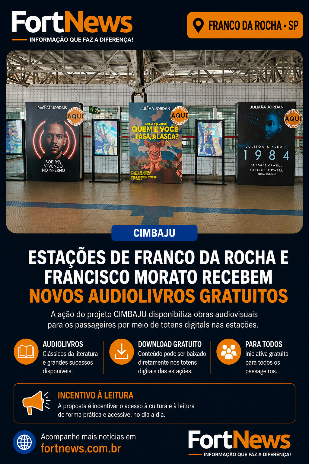 Estações de Franco da Rocha e Francisco Morato recebem novos audiolivros gratuitos
