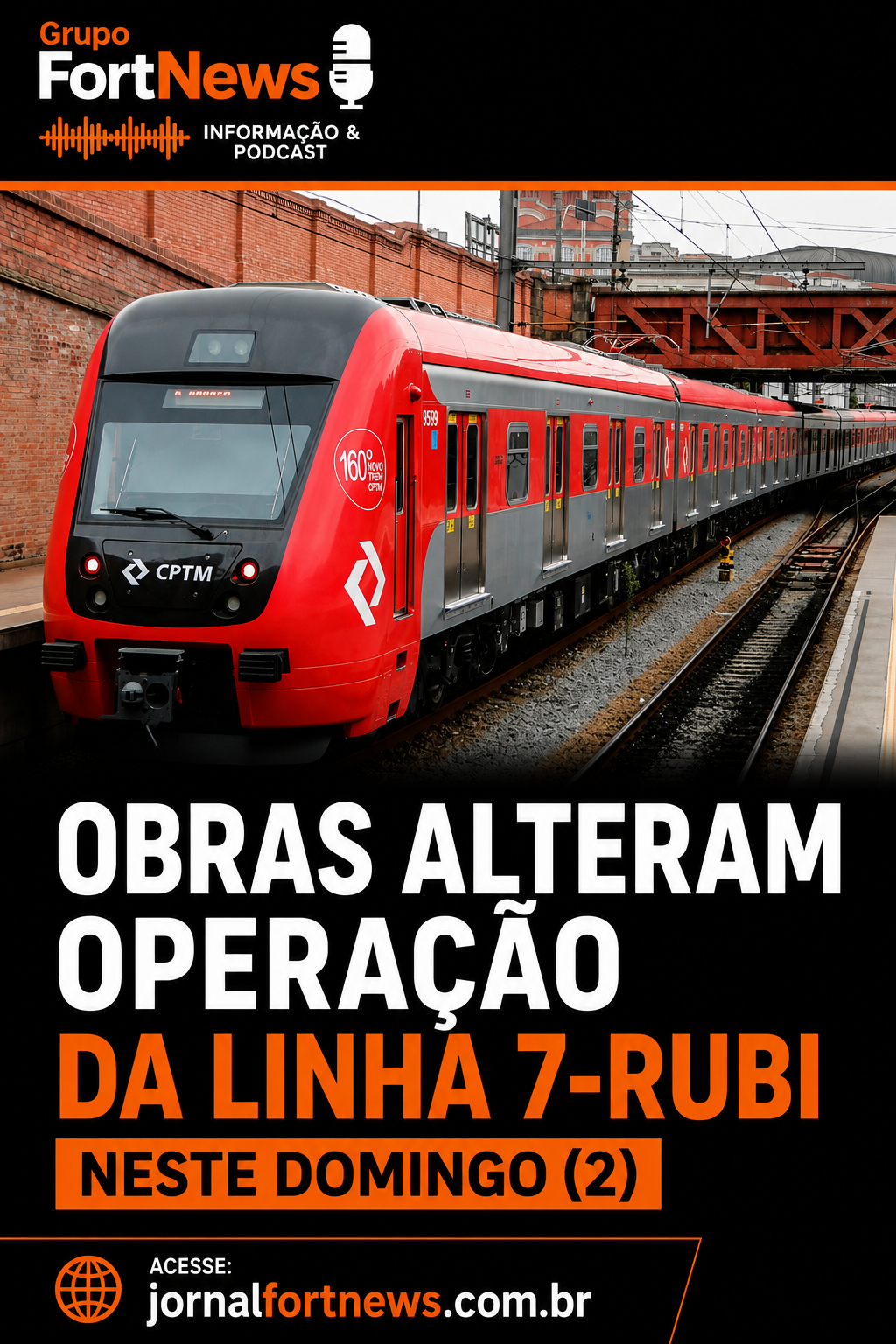 Obras alteram operação da Linha 7-Rubi neste domingo; passageiros devem se programar
