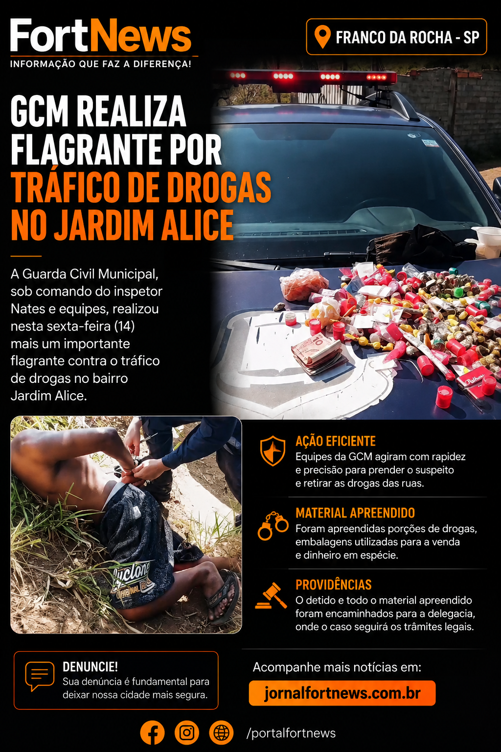 GCM realiza flagrante por tráfico de drogas no Jardim Alice