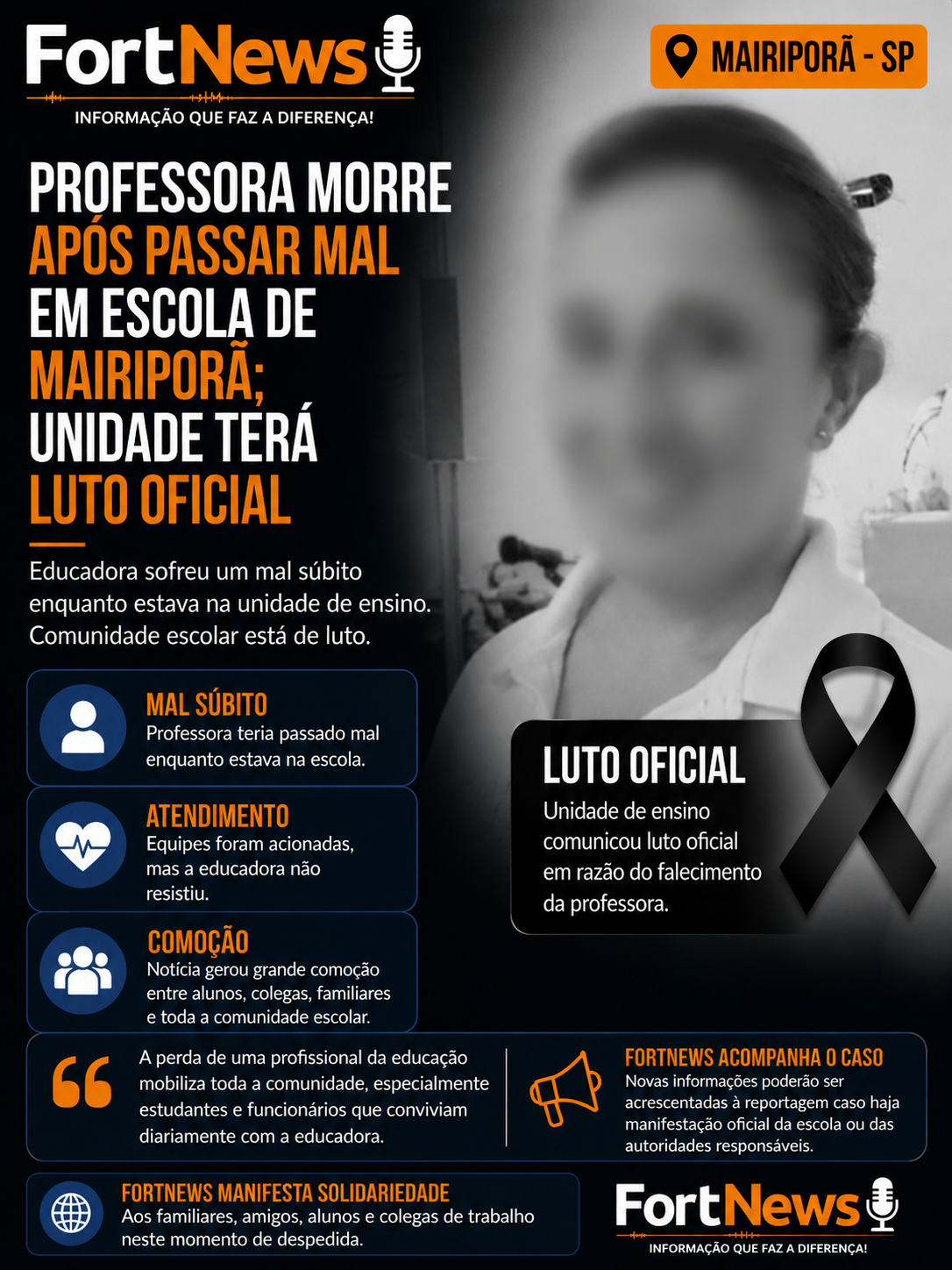 Professora morre após passar mal em escola de Mairiporã; unidade decreta luto