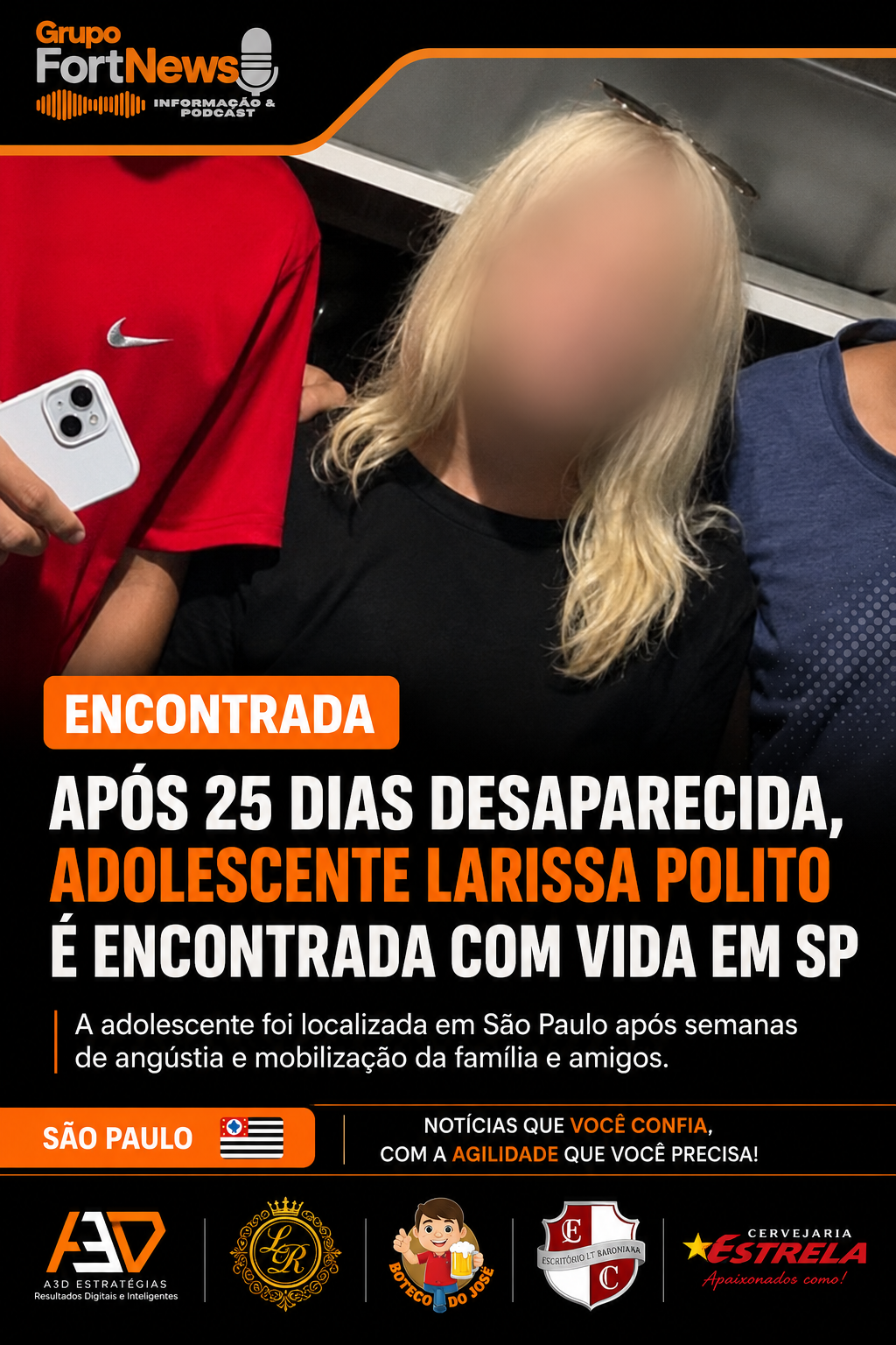 🚨 ENCONTRADA | Adolescente é localizada com vida após 25 dias desaparecida