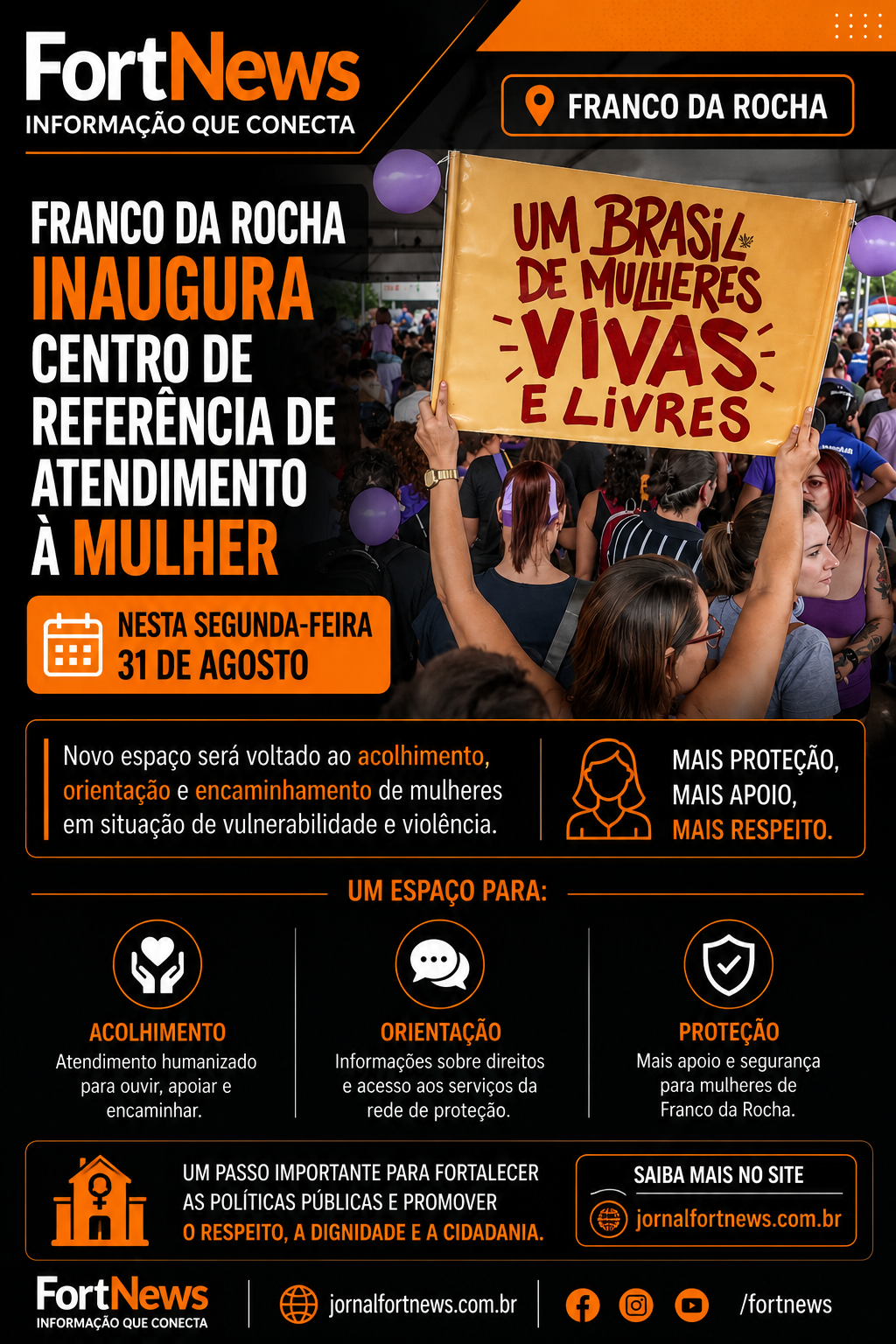 Franco da Rocha inaugura Centro de Referência de Atendimento à Mulher nesta segunda-feira (31)
