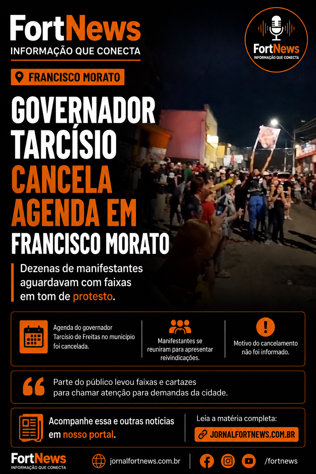 Governador Tarcísio cancela agenda em Francisco Morato; manifestantes aguardavam visita