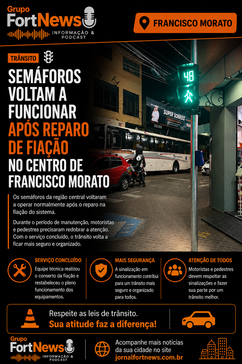 š¦ SemĆ”foros voltam a funcionar após reparo de fiação em Francisco Morato