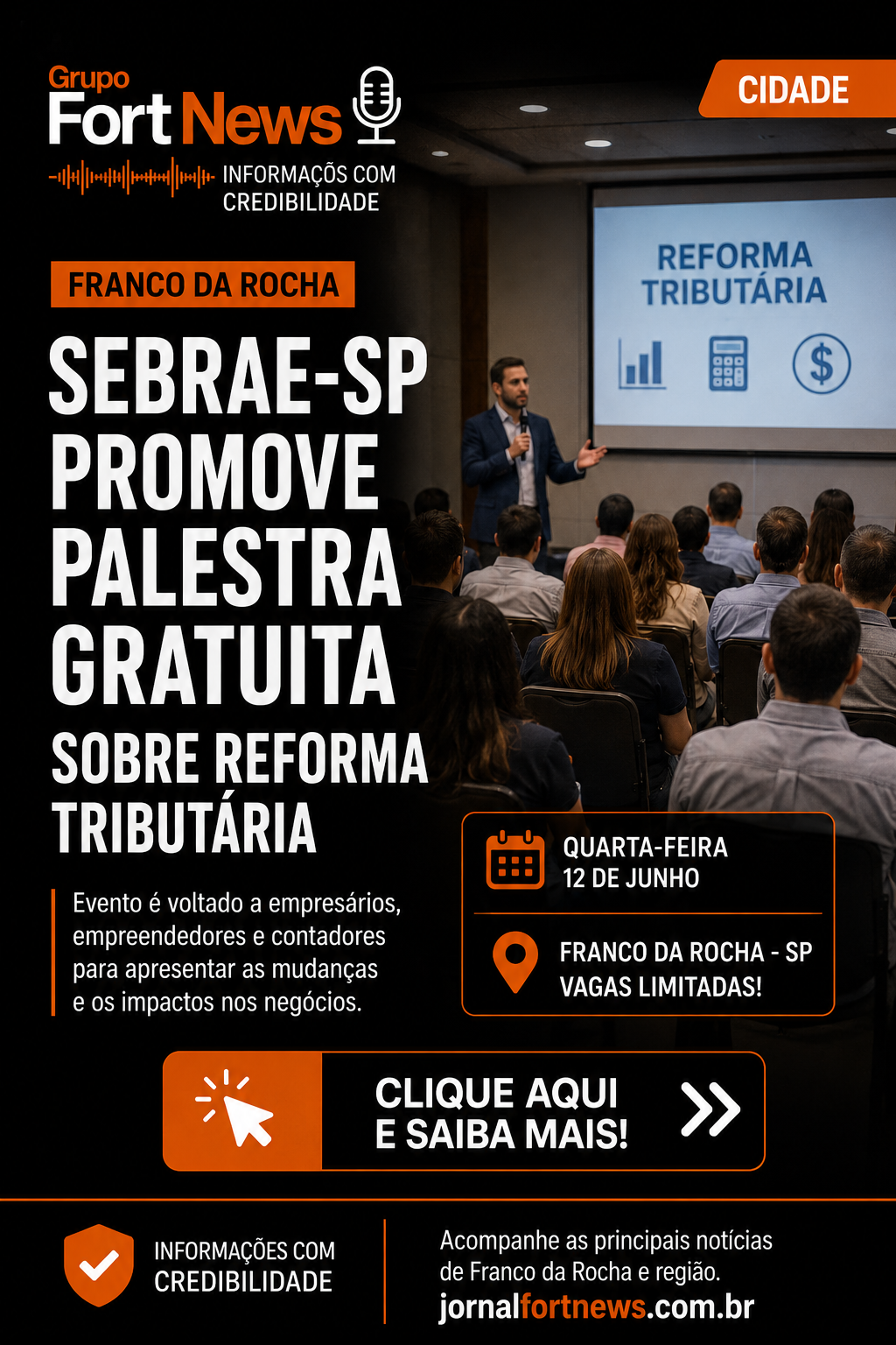 Sebrae-SP promove palestra gratuita sobre reforma tributária em Franco da Rocha