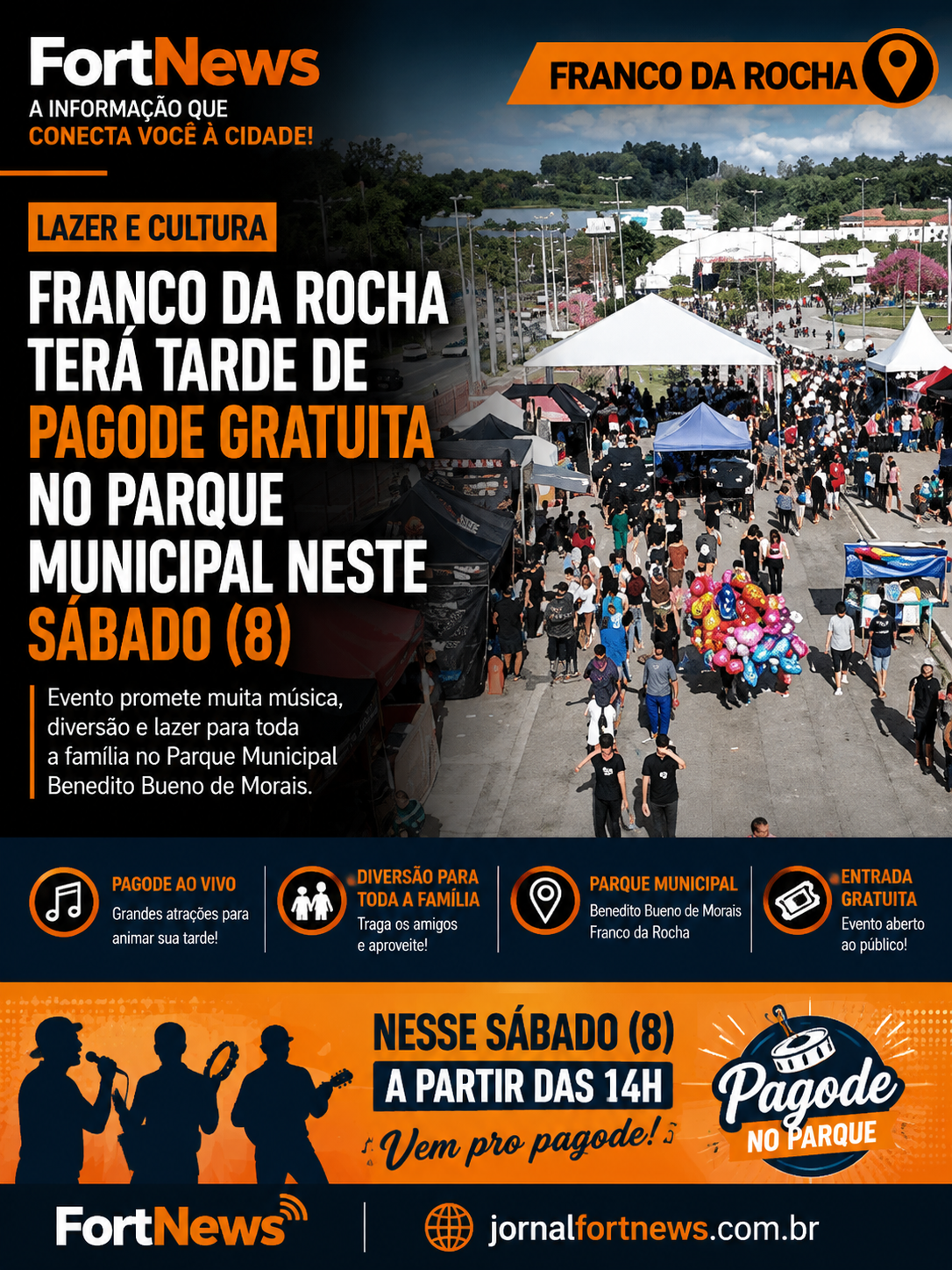 Franco da Rocha recebe tarde de pagode gratuita no Parque Municipal neste sábado