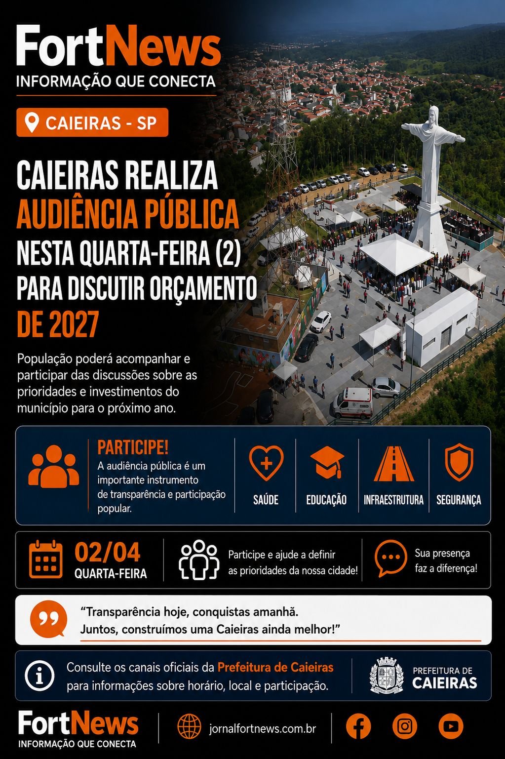 Caieiras realiza audiência pública para discutir orçamento municipal de 2027