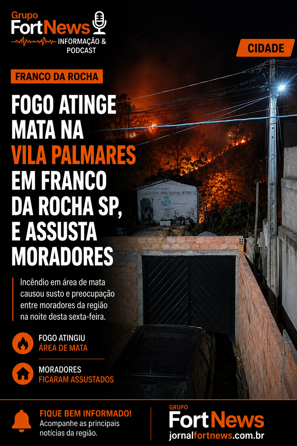 🔥 Incêndio em área de mata assusta moradores da Vila Palmares, em Franco da Rocha