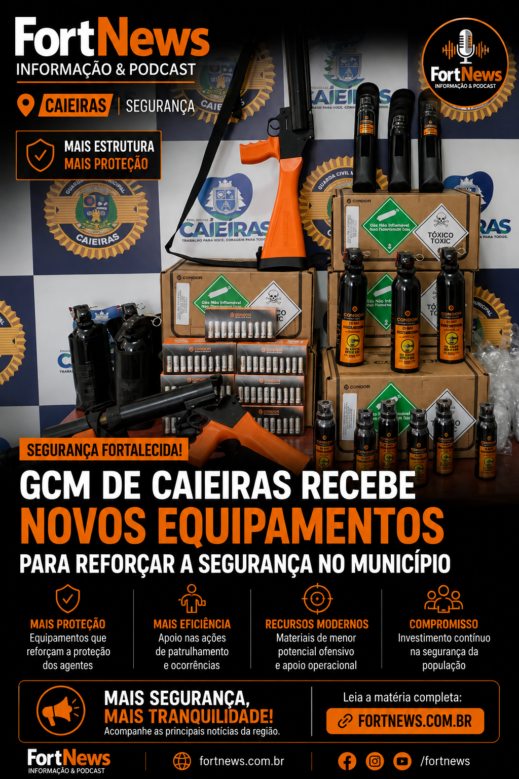 GCM de Caieiras recebe novos equipamentos para reforçar segurança no município