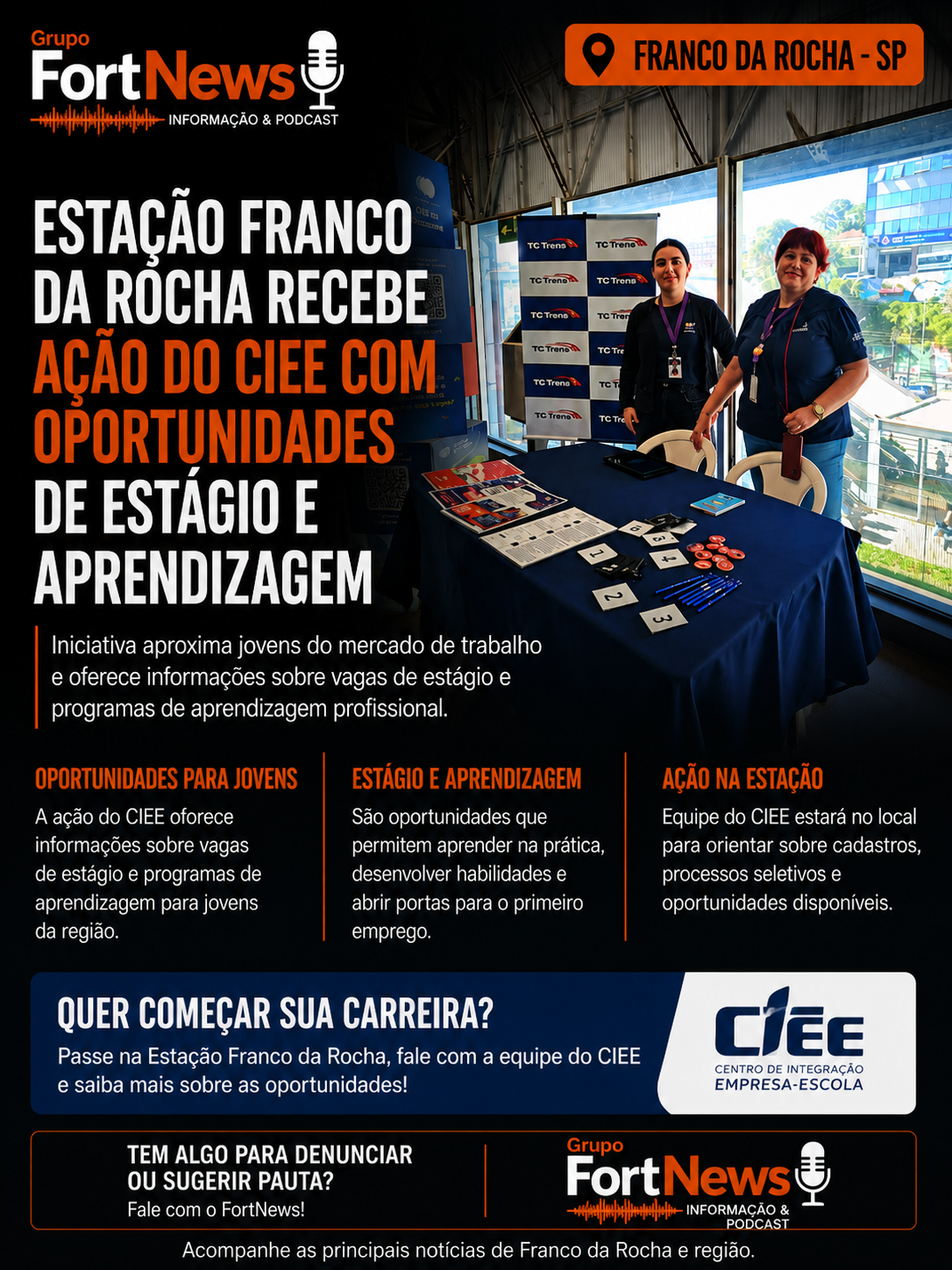 Estação Franco da Rocha recebe ação do CIEE com oportunidades de estágio e aprendizagem