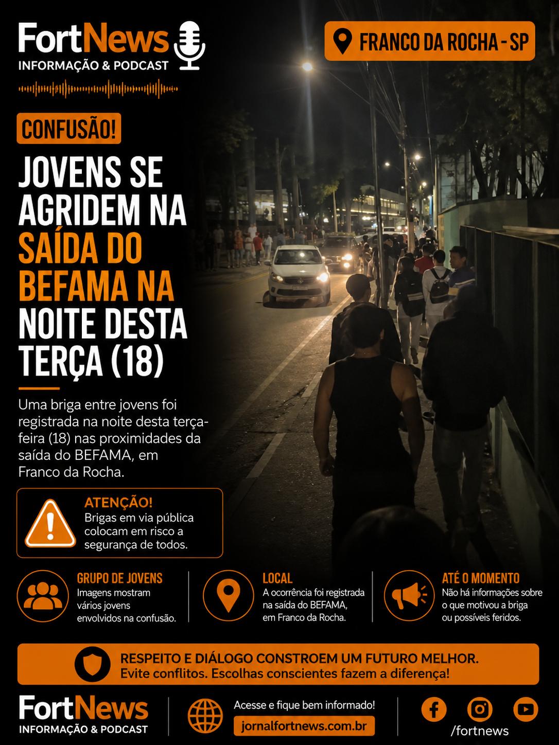 Briga entre jovens é registrada na saída do BEFAMA, em Franco da Rocha