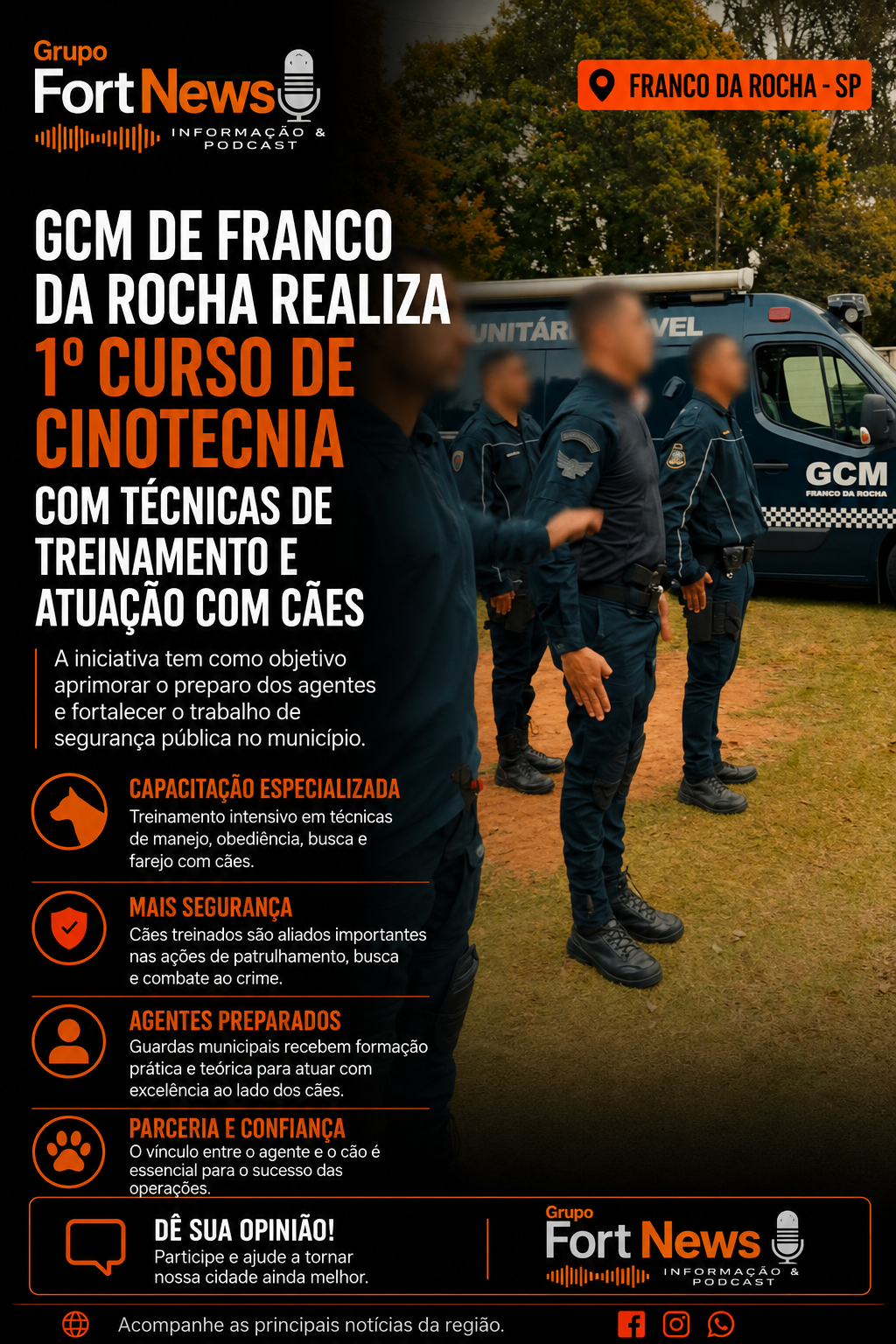 GCM de Franco da Rocha realiza 1º Curso de Cinotecnia com foco na atuação com cães