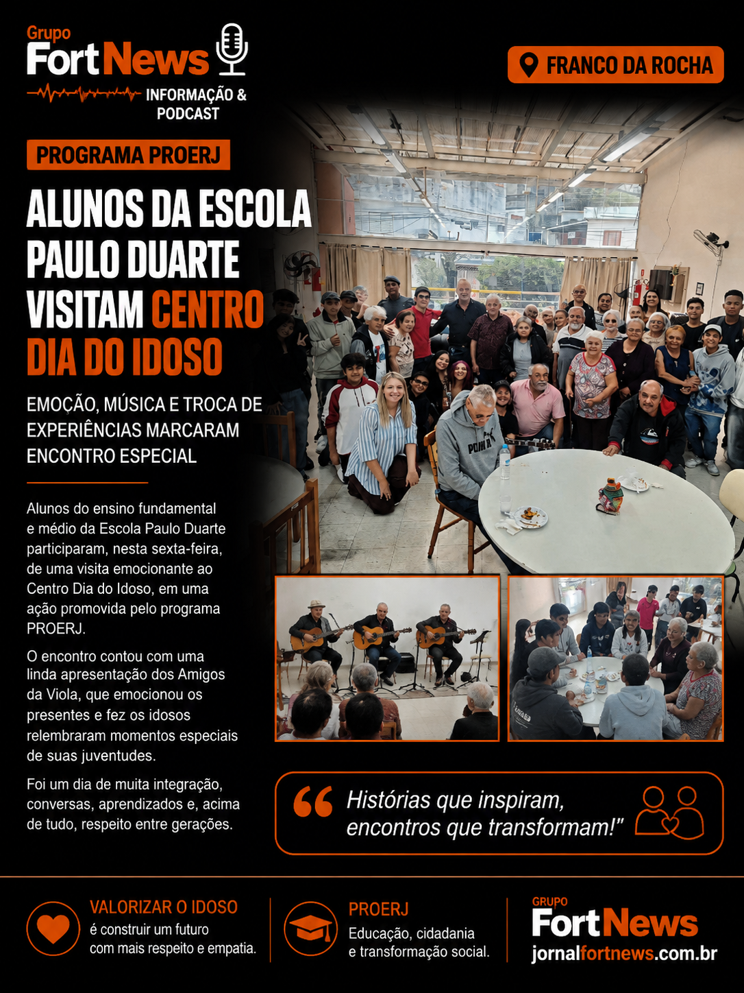 Alunos da Escola Paulo Duarte visitam Centro Dia do Idoso em ação do programa PROERJ
