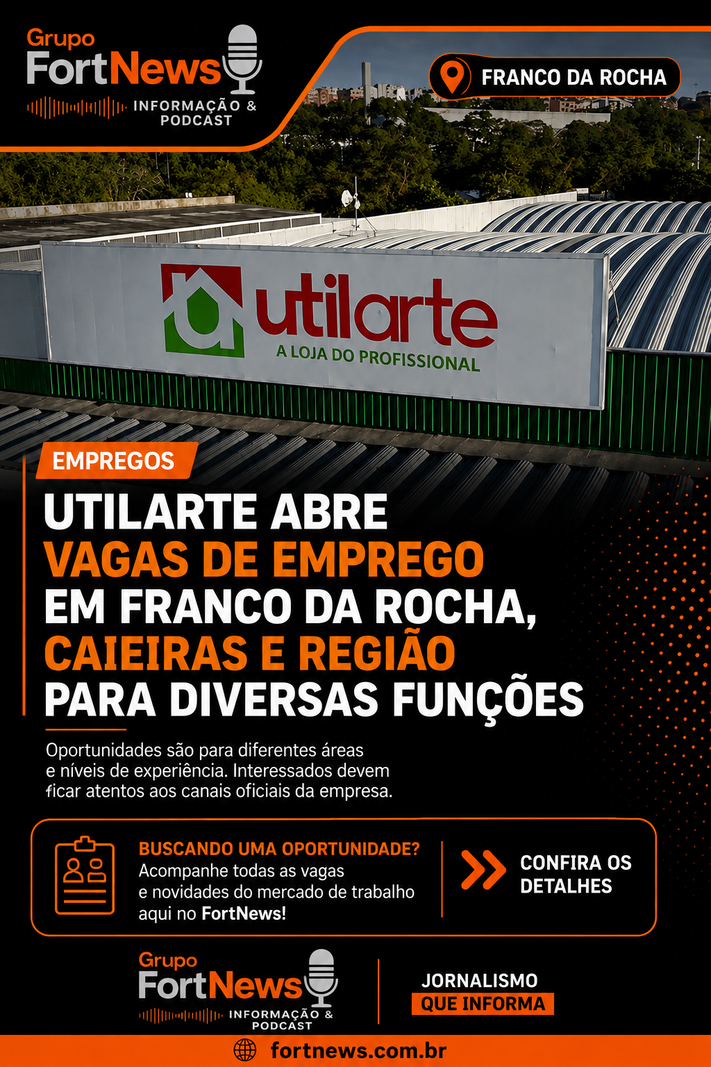 Utilarte abre vagas de emprego em Franco da Rocha, Caieiras e região para diferentes funções