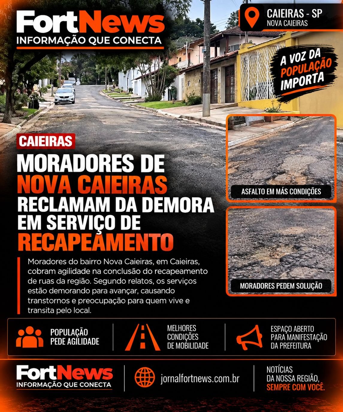 Moradores de Nova Caieiras reclamam de demora em serviço de recapeamento